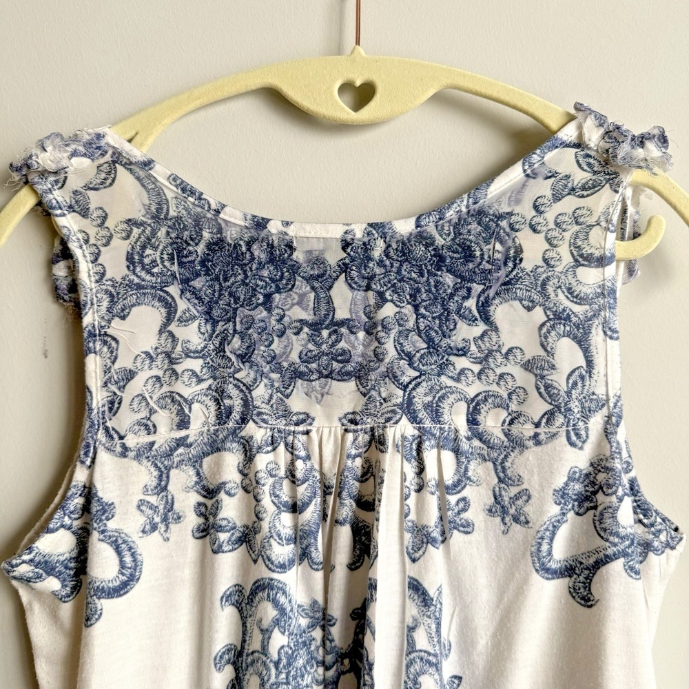 ESPRESSO Y2K Babydoll Tank Top L Lace Blue Floral Camisole Boho Cottage Fairy - Picture 7 of 12